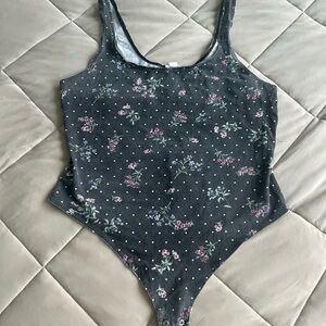 Garage Ladies Black Floral Print Tank Top Bodysuit